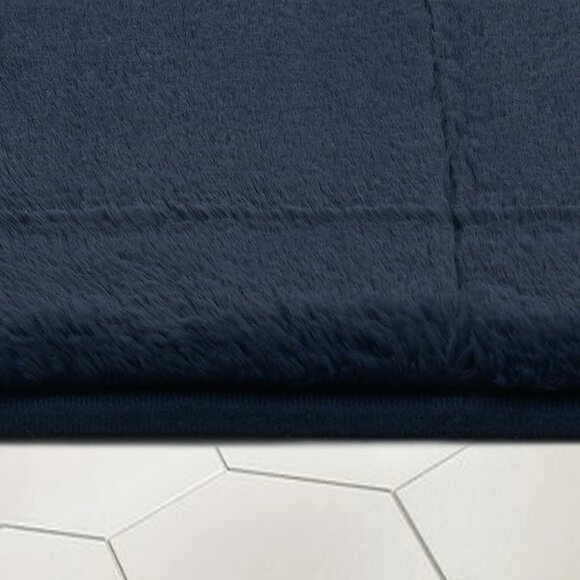 Hotel Style Luxurious Navy Blue Memory Foam Bathmat 27" X 18" Non-Slip - Picture 6 of 7